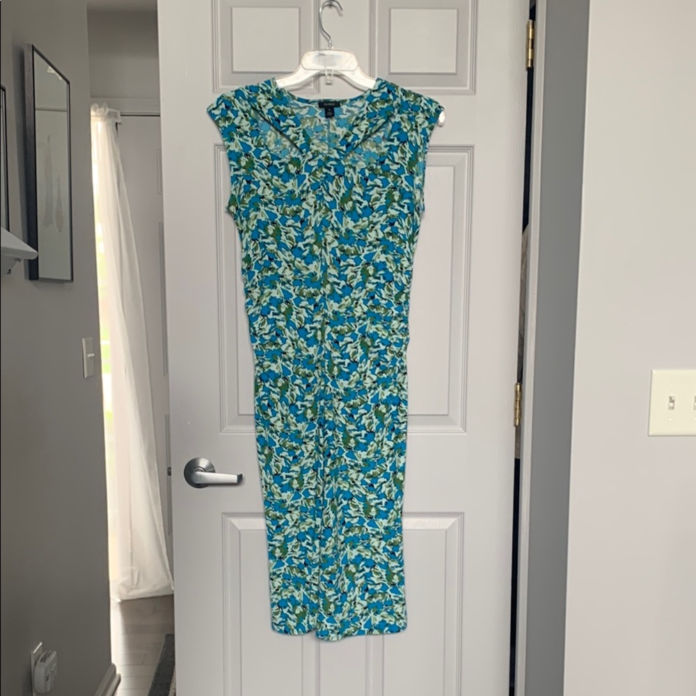 NWOT Halogen Blue and Green Floral Midi Dress